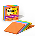 Post-it® Super Sticky Notes, 4 in x 4 in, 6 Pads, 90 Sheets/Pad, Lined, 2x the Sticking Power, Back to School Supplies for Students, Sticky Notes for Textbooks, Notebooks, Walls and Vertical Surfaces, Energy Boost Collection 1 thumbnail image