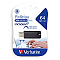 Verbatim PinStripe USB 3.2 Gen 1 Flash Drive, 64GB, Black, 49318