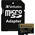 Verbatim 64GB Pro Plus 600X microSDHC Memory Card with Adapter, UHS-I V30 U3 Class 10 - 90 MB/s Read - 44034 1 thumbnail image