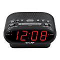 Sharp AM/FM Dual Alarm Clock Radio, 2-7/16”H x 4-5/16”W x 5-1/2”D, Black