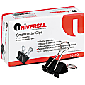 Universal 10199 Mini Binder Clip - Mini - 0.5" Width - 0.25" Size Capacity - Black, Silver - 1 Dozen 1 thumbnail image