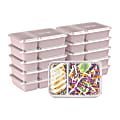 Bentgo Prep 2-Compartment Containers, 6-1/2"H x 6"W x 9"D, Pink, Pack Of 10 Containers 1 thumbnail image