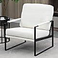 Glamour Home Ayume Boucle Fabric Accent Chair, White/Black 1 thumbnail image