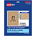 Avery® Kraft Permanent Labels With Sure Feed®, 94061-KMP15, Oval Scalloped, 1-1/8" x 2-1/4", Brown, Pack Of 315 1 thumbnail image