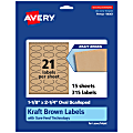 Avery® Kraft Permanent Labels With Sure Feed®, 94061-KMP15, Oval Scalloped, 1-1/8" x 2-1/4", Brown, Pack Of 315