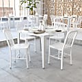 Flash Furniture Commercial Grade Metal Indoor/Outdoor Chairs, White, Set Of 2 Chairs