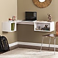 SEI Furniture Fynn 59"W Wall-Mount Corner Desk, White 1 thumbnail image