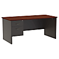 WorkPro® Modular 66”W Left-Pedestal Computer Desk, Charcoal/Mahogany