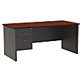 WorkPro® Modular 66”W Left-Pedestal Computer Desk, Charcoal/Mahogany 1 thumbnail image
