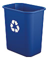 Suncast Commercial Desk-Side Resin Trash Cans With Recycle Label, 3 Gallons, Blue, Set Of 12 Cans