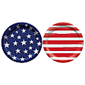 Amscan Painted Patriotic Round Paper Plates, 6-3/4", Multicolor, 50 Plates Per Pack, Set Of 2 Packs