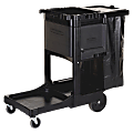 Rubbermaid® Executive Janitorial Cart, 22 1/2" x 11 3/4" x 34 1/2", Black