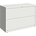 Lorell 42"W Lateral 2-Drawer File Cabinet, Metal, White