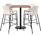 KFI Studios Proof Bistro Square Pedestal Table, Includes 4 Stools, 43-1/2”H x 36”W x 36”D, River Cherry Top/Black Base/Moonbeam Chairs - 840031941312 1 thumbnail image
