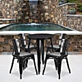 Flash Furniture Commercial-Grade Round Metal Indoor/Outdoor Table Set With 4 Arm Chairs, Black 1 thumbnail image