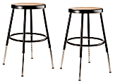 National Public Seating Adjustable Hardboard Science Stools, 19 - 26-1/2"H, Brown/Black, Pack Of 2 Stools 1 thumbnail image