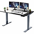 Rise Up Electric Standing Desk 60x30" Black Bamboo Desktop Dual Motors Adjustable Height Gray Frame (26-51.6") with memory