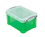 Really Useful Box® Plastic Storage Box, 0.14 Liters, 3 1/4" x 2 1/2" x 2", Transparent Green