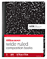 Office Depot® Brand Composition Book, 7-1/2" x 9-3/4", Wide Ruled, 100 Sheets, Black/White, Pack of 3 1 thumbnail image