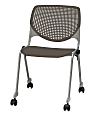 KFI Studios KOOL Stacking Chair With Casters, Brownstone/Silver