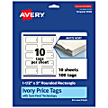 Avery® Print-To-The-Edge Price Tags With Sure Feed® Technology, 1-1/2"x3" Rectangle Rounded, Matte Ivory, Pack Of 100, 95383MIT10 1 thumbnail image