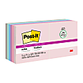Post-it Recycled Super Sticky Notes, 3 in x 3 in, 12 Pads, 90 Sheets/Pad, 2x the Sticking Power, Wanderlust Pastels Collection, 30% Recycled