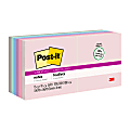 Post-it® Recycled Super Sticky Notes, 3 in x 3 in, 12 Pads, 90 Sheets/Pad, 2x the Sticking Power, Wanderlust Pastels Collection, 30% Recycled 1 thumbnail image