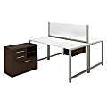 Bush Business Furniture 400 Series 2 Person Workstation With Table Desks And Storage, Mocha Cherry/White, Standard Delivery 1 thumbnail image