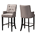 Baxton Studio Aldon Bar Stools, Gray/Dark Brown, Set Of 2 Stools 1 thumbnail image