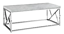 Monarch Specialties Delmar Coffee Table, 17"H x 47-1/4"W x 23-3/4"D, Gray Cement