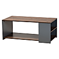Baxton Studio Modern And Contemporary 2-Tone Storage Coffee Table, 16-1/16"H x 39-7/16"W x 19-3/4"D, Walnut/Gray