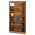 Safco® Square-Edge Veneer Bookcase, 6 Shelves, Medium Oak