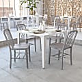 Flash Furniture Commercial Grade Metal Indoor/Outdoor Chairs, Silver, Set Of 2 Chairs