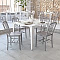 Flash Furniture Commercial Grade Metal Indoor/Outdoor Chairs, Silver, Set Of 2 Chairs 1 thumbnail image