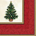 Amscan Classic Christmas Tree 2-Ply Beverage Napkins, 5" x 5", Multicolor, Pack Of 96 Napkins