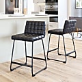 Zuo Pago Faux Leather Counter Height Stools, Black, Set Of 2 Stools 1 thumbnail image