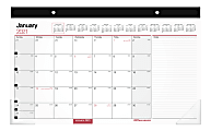 Office Depot® Brand Monthly Desk Pad Calendar, 17" x 11", White, January To December 2021, OD201000
