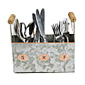 Mind Reader Galvanized Metal 3-Compartment Utensil Caddy, 8"H x 8-3/4" W x 4-1/2"D, Silver 1 thumbnail image