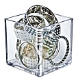 Azar Displays Deluxe Cube Bins, Small Size, 5" x 5" x 5", Clear, Pack Of 4
