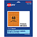 Avery® Print-To-The-Edge Labels With Sure Feed® Technology And Easy Peel®, 94103-BOP10, Square, 1" x 1", Matte Bright Orange, Pack of 480 1 thumbnail image