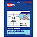 Avery® TrueBlock® Labels With Sure Feed®, 94206-TWMP10, Rectangle, 1-1/3" x 4", Matte White, Pack Of 140 1 thumbnail image