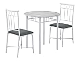 Monarch Specialties 3-Piece Marble-Top Bistro Dining Set, White