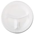 Dart® Quiet Class Laminated Foam Dinnerware, 3-Compartment Plate, 10.25" dia, White, 125/Pack, 4 Packs/CT 1 thumbnail image