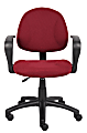 Boss Office Products Fabric Deluxe Posture Task Chair With Loop Arms, Burgundy/Black
