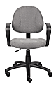 Boss Office Products Fabric Deluxe Posture Task Chair With Loop Arms, Gray/Black