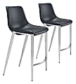 Zuo Modern® Magnus Counter Chairs, Black/Gray, Set Of 2 Chairs
