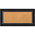 Amanti Art Rectangular Non-Magnetic Cork Bulletin Board, Natural, 36” x 18”, Grand Black Plastic Frame