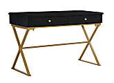 Linon Amy 47-1/4"W Campaign Home Office Computer Desk, Black/Gold 1 thumbnail image