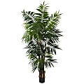Nearly Natural Bulb Areca Palm 72”H Plastic Tree With Pot, 72”H x 48”W x 44”D, Green