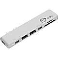 SIIG Thunderbolt 3 USB-C Hub HDMI with Card Reader & PD Adapter - Silver - SD, SDHC, SDXC, microSD, microSDHC, microSDXC, TransFlash, MultiMediaCard (MMC) - USB Type CExternal